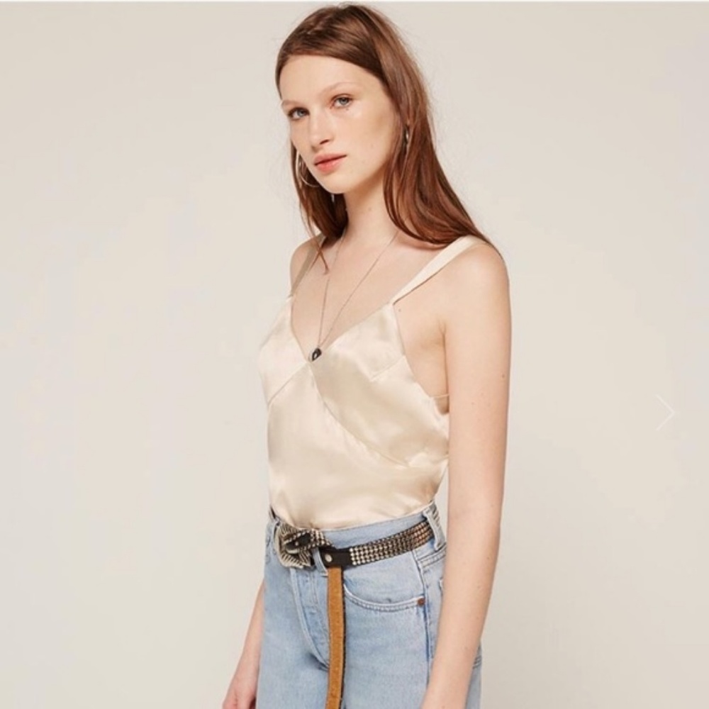NEW Reformation 100% silk tank top beige